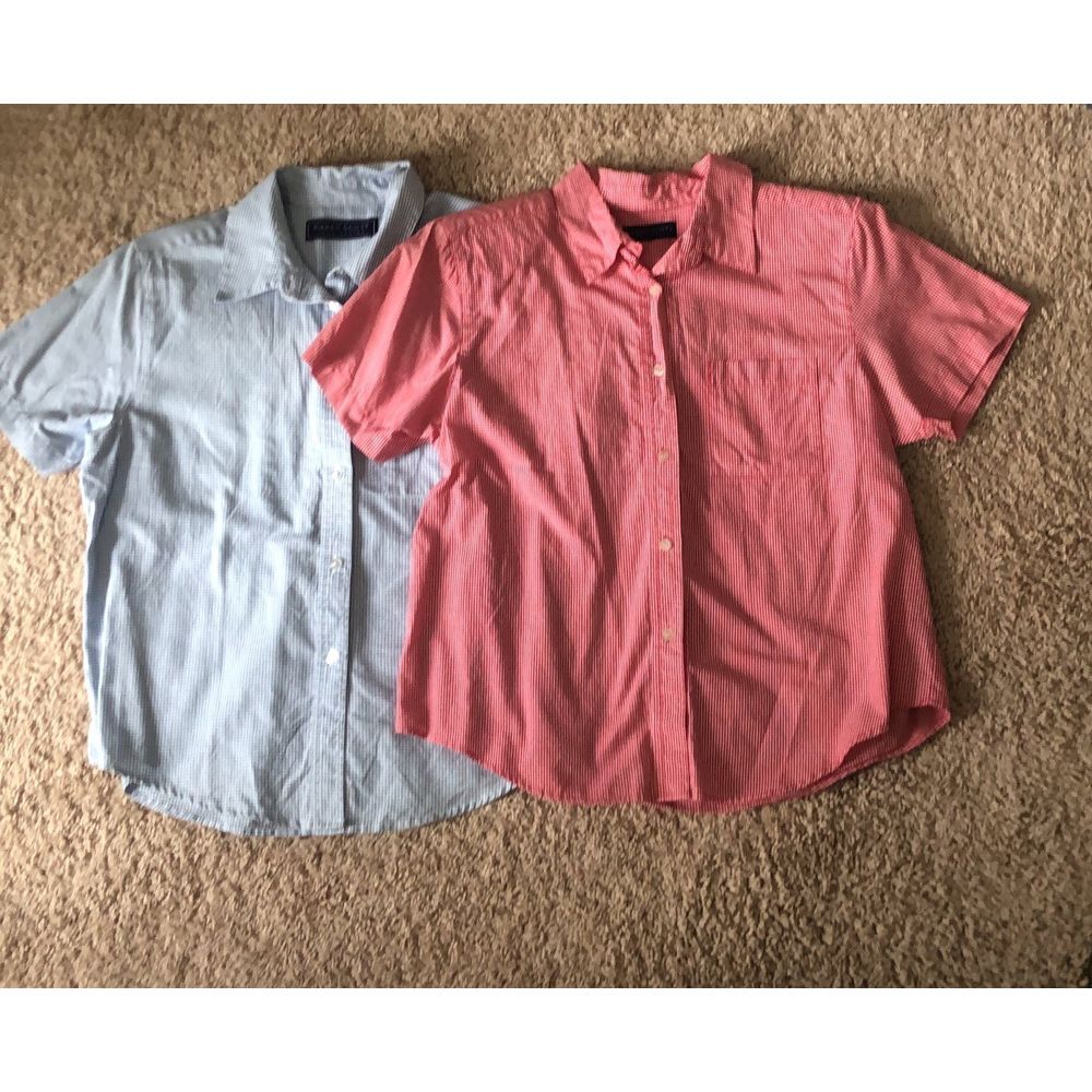 Karen Scott Button Down‎ Tops-Set of 2 Red and Blue EUC B9